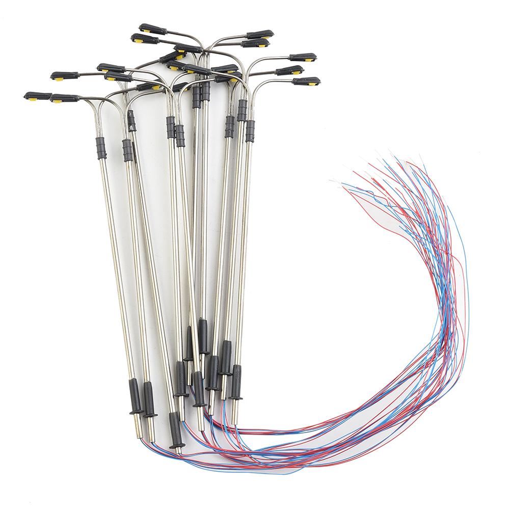 10pcs HO Scale 1:100 Two-heads Model Street Light Lamps Model Trains 3V 10cm LED Street Lights DIY Railway Layout Accessories