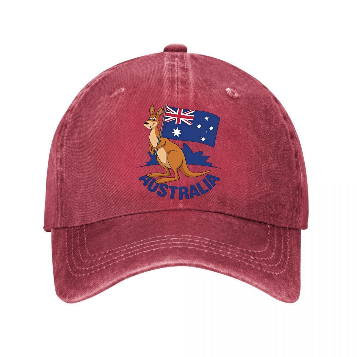 Vintage Australia Kangaroo Flag Baseball Cap New Vintage Washed Cotton Baseball Cap Parent Kids Sun Hats Adjustable