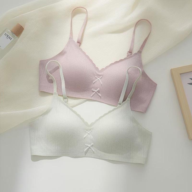 Women's Seamless Comfortable Bra Push-up Breathable Thin Bow Bra Wire-free Perfect for Small Breasts