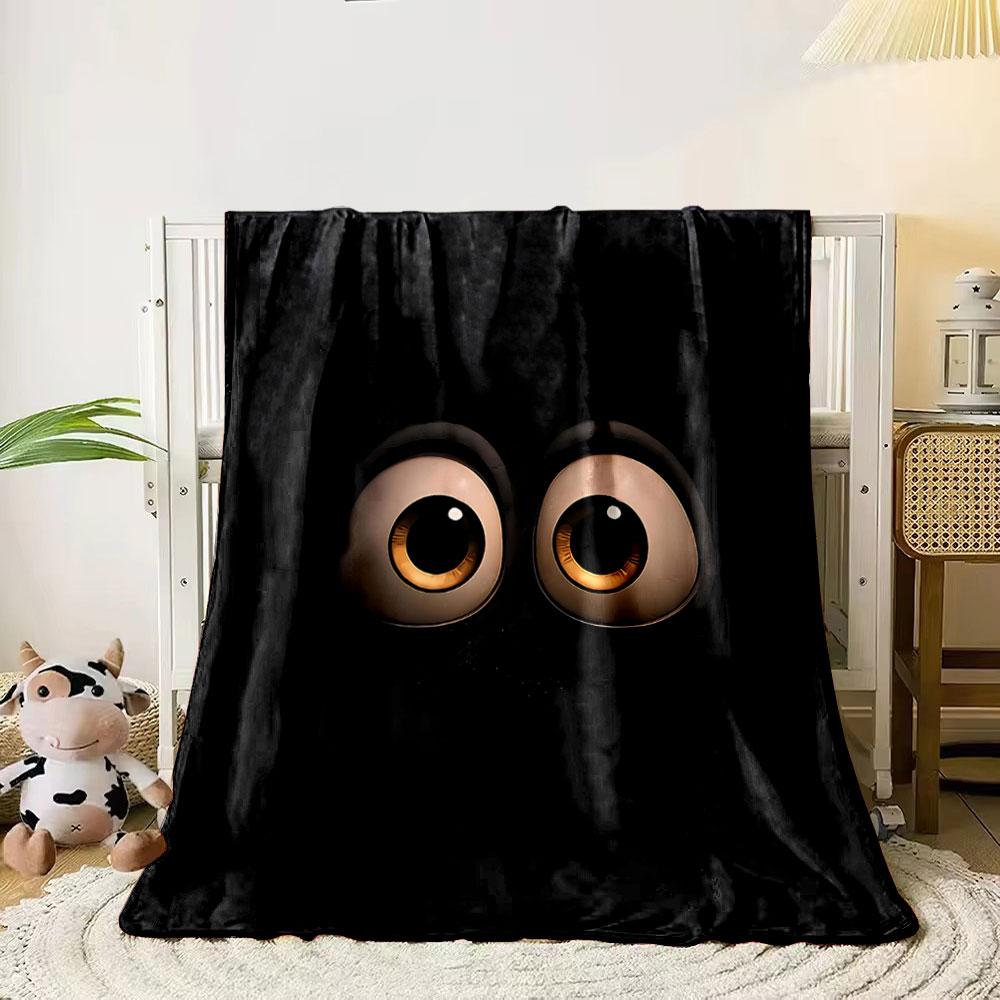 Large, glowing, cartoonish eyes set against a completely black background. for all seasons blanket lunch break throw gift 80cm x 120cm