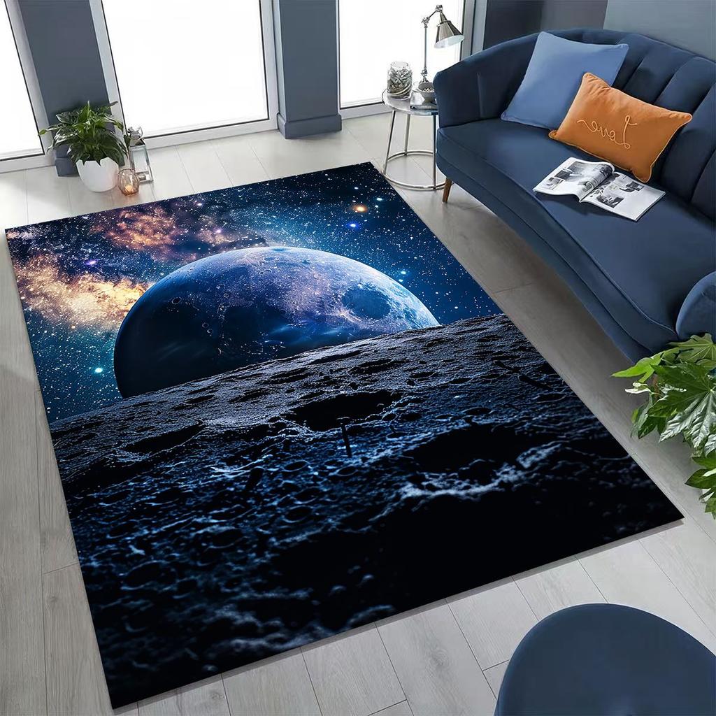 Dreamy Galaxy Universe Space Stars Black Hole Earth Rug for Bedroom Living Room Sofa Home Doormat Decor,Kid Non-slip Floor Mat