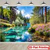 2D Plane 1 Piece with a Fresh and Natural Style a Vibrant Forest Landscape Suitable for Home Decoration and Café Atmosphere