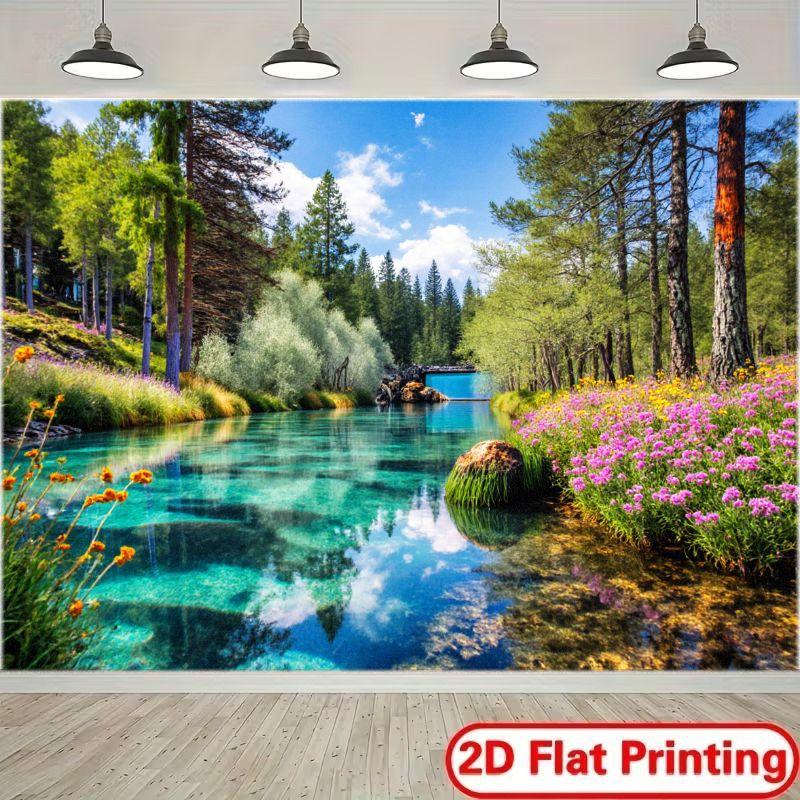 2D Plane 1 Piece with a Fresh and Natural Style a Vibrant Forest Landscape Suitable for Home Decoration and Café Atmosphere