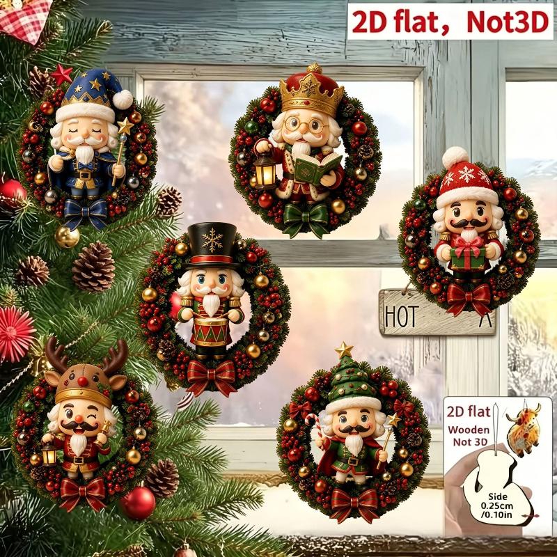 Handmade Wooden Nutcracker Soldier Pendant 6/10Pcs Set Festive Christmas Ornaments for Tree Holiday Home Decor