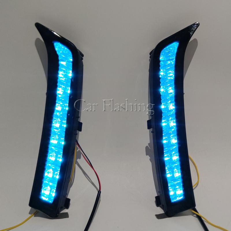 Car LED DRL Daytime running light For Subaru Forester 2013 2014 2015 2016 2017 2018 with Yellow turn signal Fog lamp