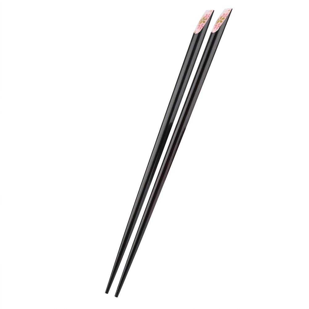 1 Pair of  Japanese Style Sakura  Pattern Reusable Durable Wooden Chopsticks (Pink)