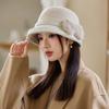 Casual thickened bow basin hat autumn and winter big head circumference plush hat outdoor versatile windproof warm hat women