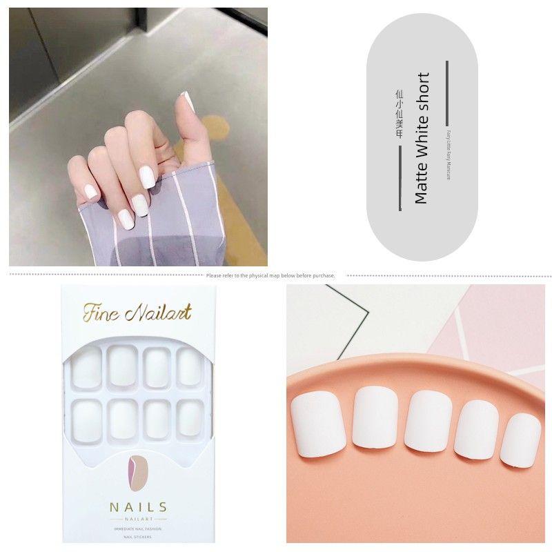 

Матовый короткий круглый типс для ногтей, матовый чисто черный 38-Frosted White Short Square Armour