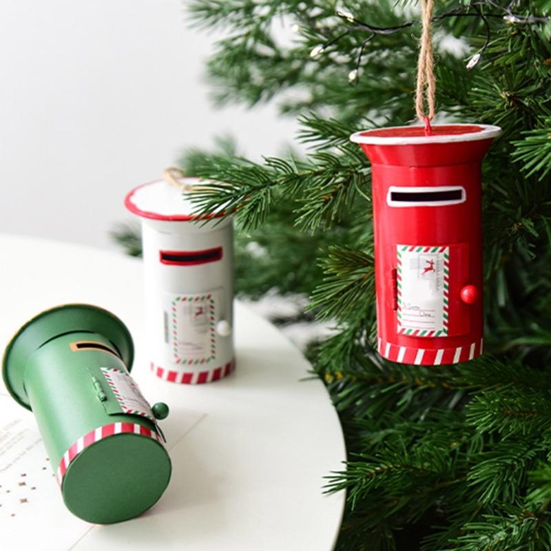 Iron Mailbox Hanging Ornament Christmas Tree Decoration for Yard Mantels Porch Window Display Holiday Party Centerpieces