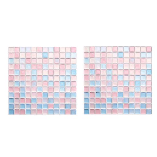 2Pcs Mosaic Wall Tile Stickers, 3D Self Adhesive Tile Stickers, Retro Waterproof And Oil-Proof Wall Decals, Peel And Stick Backsplash Decals