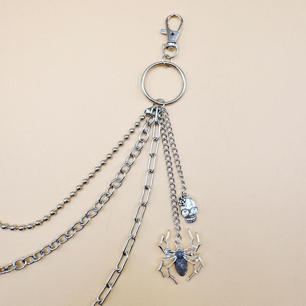 European & American Trendy Hip Hop Skull Spider Pendant Waist Chain for Women