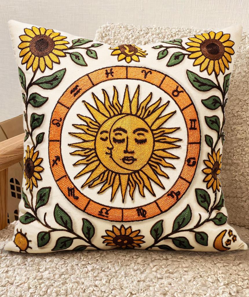 Spring Summer Boho DoubleSided Pillow Case Mushroom Moon Decorative Cushion Cover Print Home Decor for Couch Bed Sofa Room