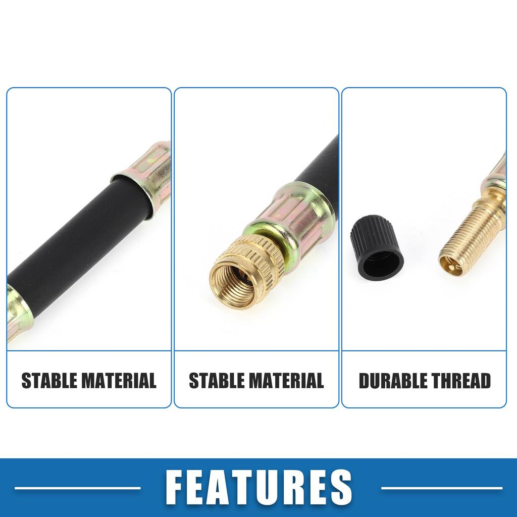 A ABSOPRO Tire Valve Stem Air Inflation Adapter Durable 100mm Long Tire Valve Extension Rubber Black