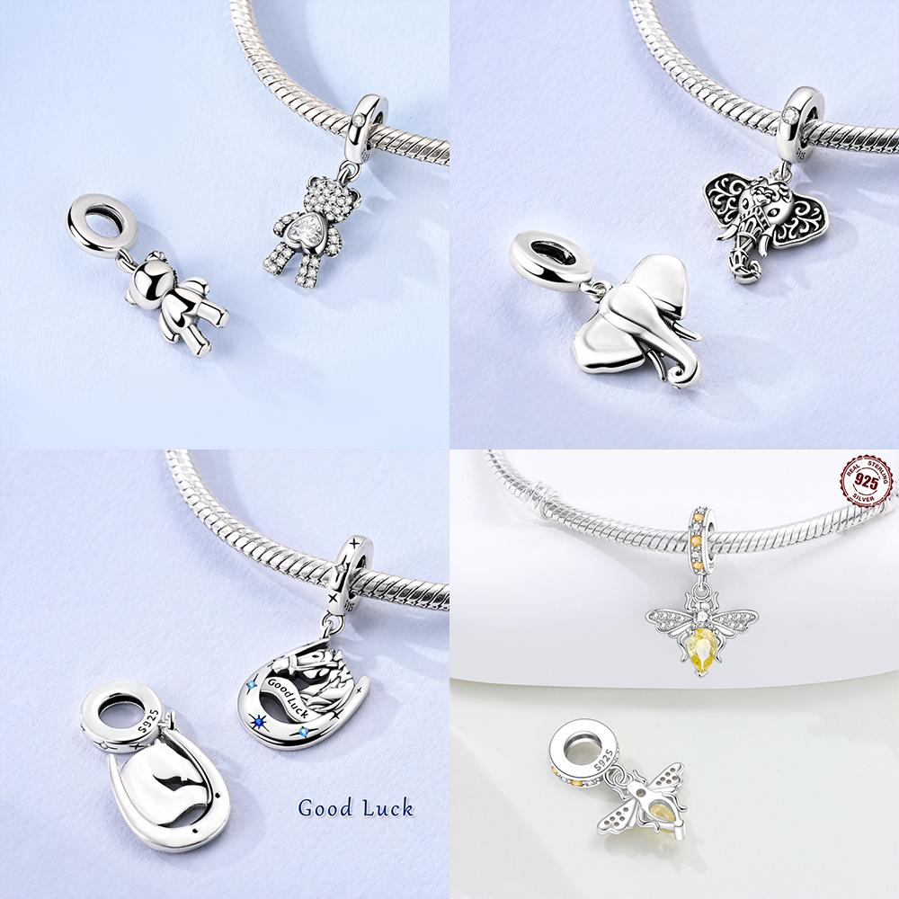 Elephant Pendant Bear Cute Claws Yellow Bee Original Charms Copper Beads Fit Bracelet Women Jewelry Delicate Gift Acessory Diy