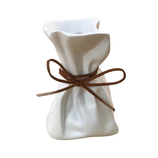 

Ваза в форме мешка с деньгами для цветочных композиций Маленькая декоративная ваза для цветов из смолы для свадьбы Столовой Полки Домашнего Офиса Декор S белый