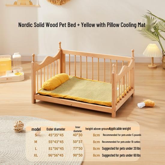 Four Seasons Removable Washable Wooden Doghouse Bed for Small to Medium Dogs