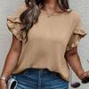 Plus Size Women's Summer Fashion New Petal Sleeve Top