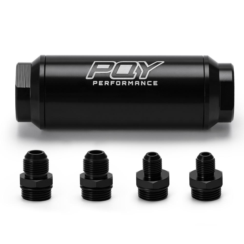 

PQY 44mm New Fuel filter with 2pcs AN6 and 2pcs AN8 adaptor fittings with 100micron steel element PQY5565 чорний