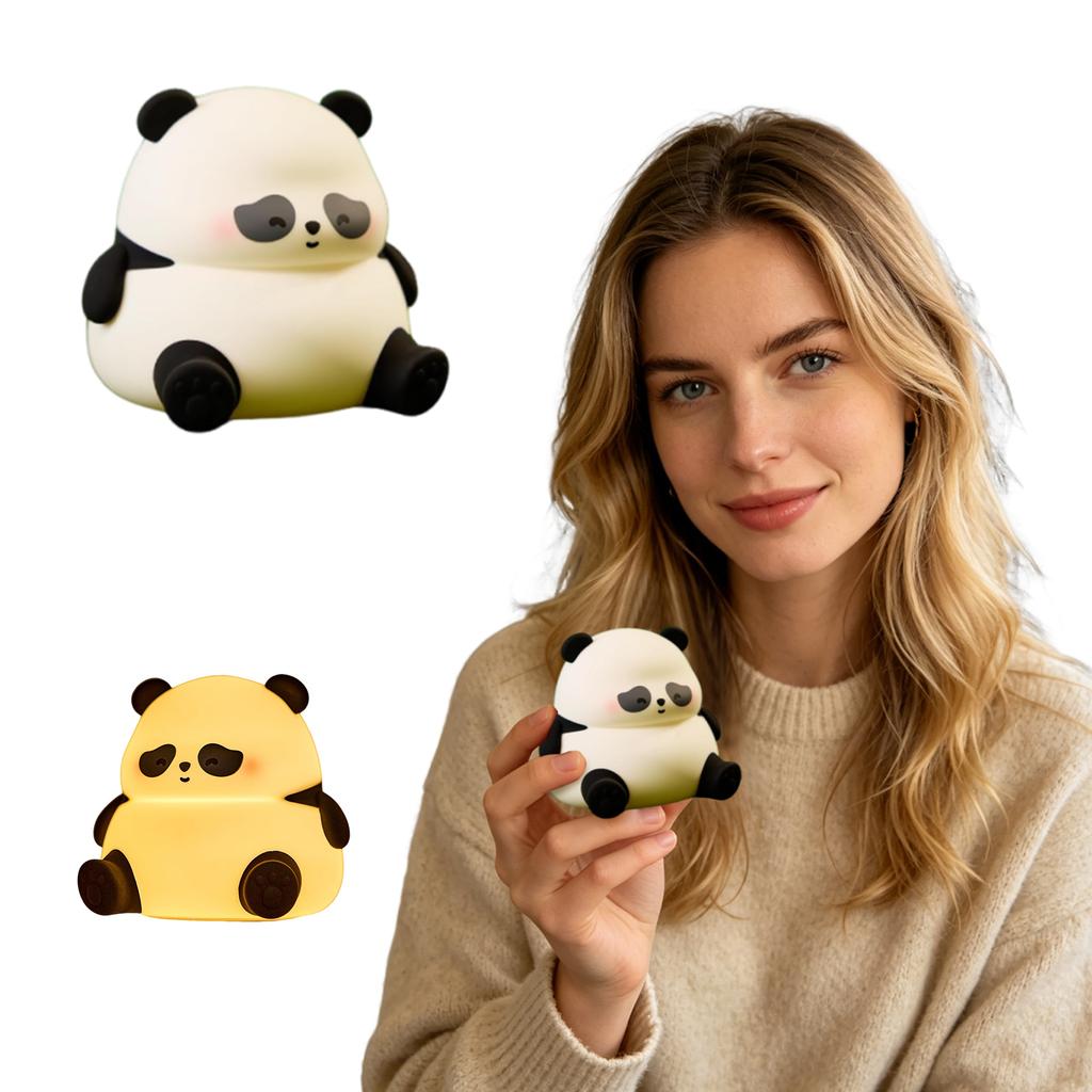 Panda Shaped Night Light Soft Silicone Touch Sensor Table Lamp Child Friendly Portable Rechargeable LED Light for Bedroom Nursery