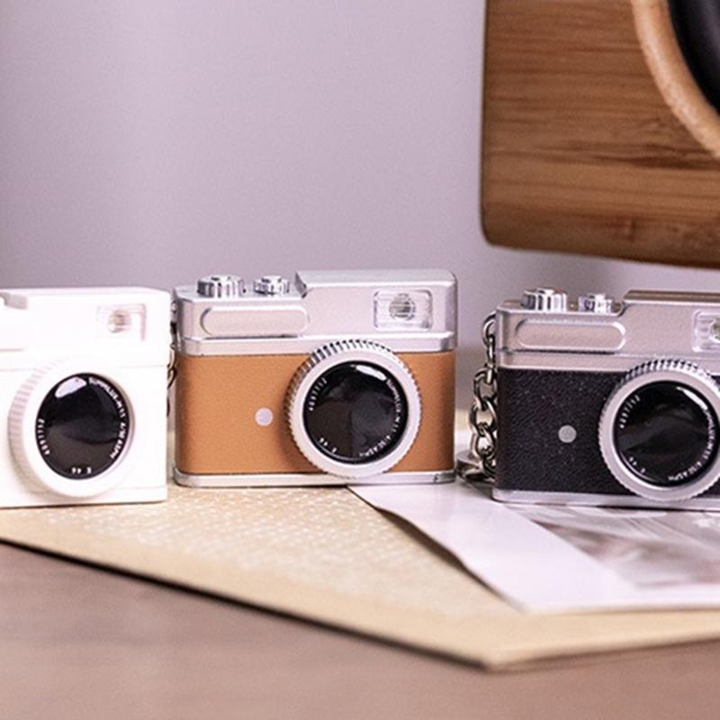 Creative Design Mini DSLR Camera Glowing Keychain Includes Light Sound Effect for Stylish Gifts and Parties Personal Use