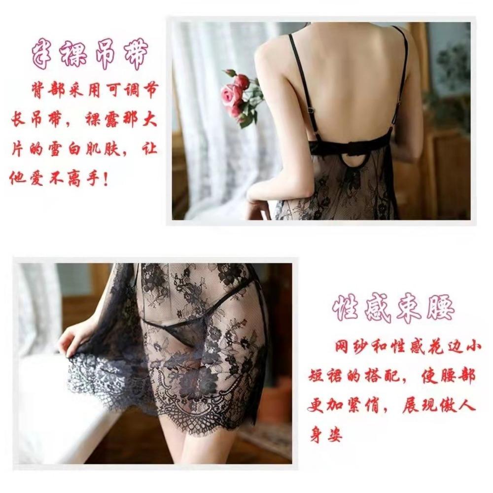 Fun Underwear Suspender Lace Nightdress Steel Tray Gathers Chest Pad Hot Transparent Passion Temptation Pajamas Women Wholesale