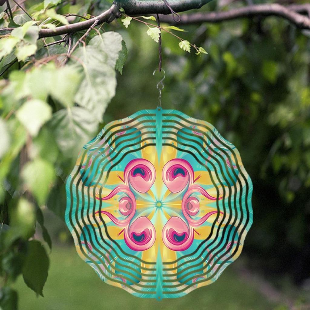 360 Grad Drehhaken 10 Zoll Drehendes Metall-Windspiel Lebhaft Mehrfarbig Außendekoration für Garten Balkon Alle Jahreszeiten Geschenk