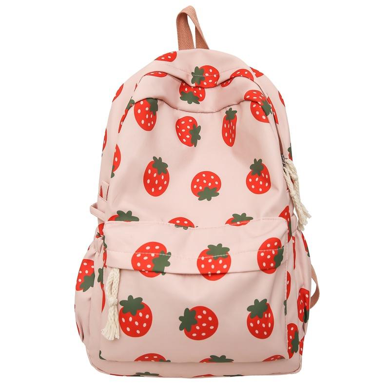 Schoolbag1011 new cute versatile backpack large capacity girls casual high value soft cute strawberry schoolbag backpack