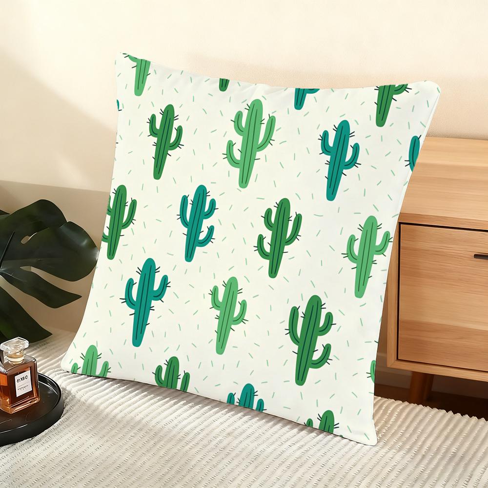 Cactus Pattern Cushion Cover Soft Short Plush Pillow Cover Smooth Cozy Texture Aesthetic Cushion Case Home Decor