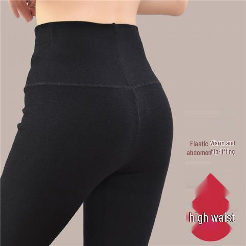 High Waist Thermal Knee-Lined Leggings for Women - Thick, Fleece-Lined, Winter Warmth and Body Shaping.