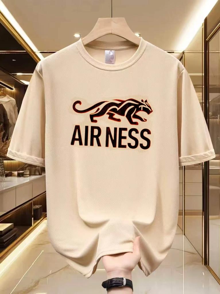 Sporty Fashion Letter Print TShirts Soft Breathable Polyester Crewneck Tees with Minimalist Graphic Print Casual Comfort Wear