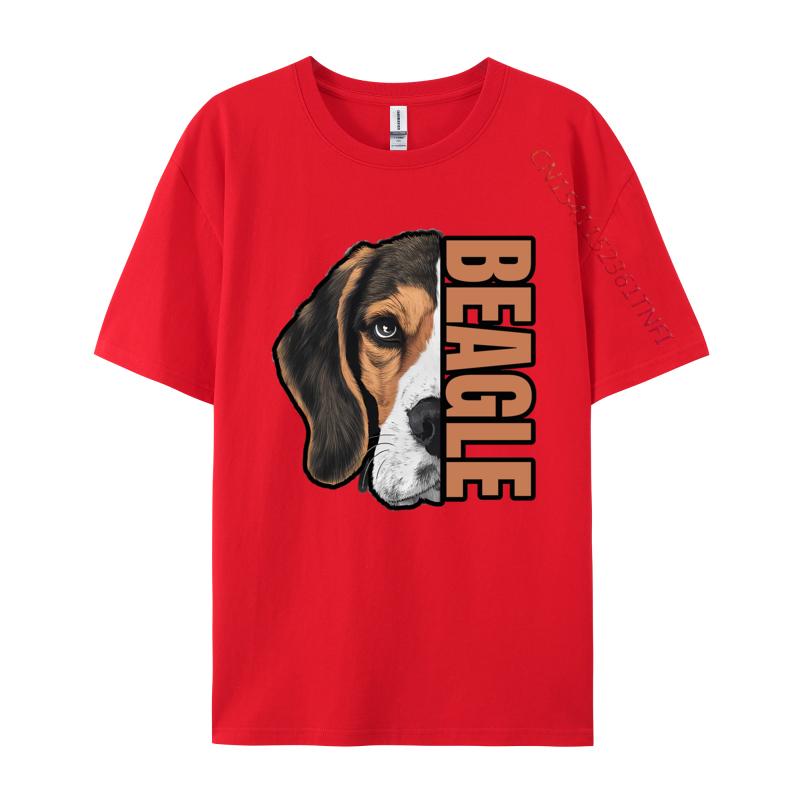 Beagle HalfFace Tshirt Gift TShirt Youthful T Shirts For Men Cotton Tops  Tees Street Cheap Pop Art