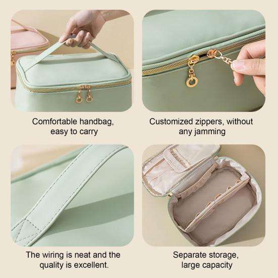 Travel Cosmetic Case Large Capacity Makeup Bag with Removable Divider Waterproof Toiletry Bag with Top Handle Cosmetic Organizer for Vacation Home