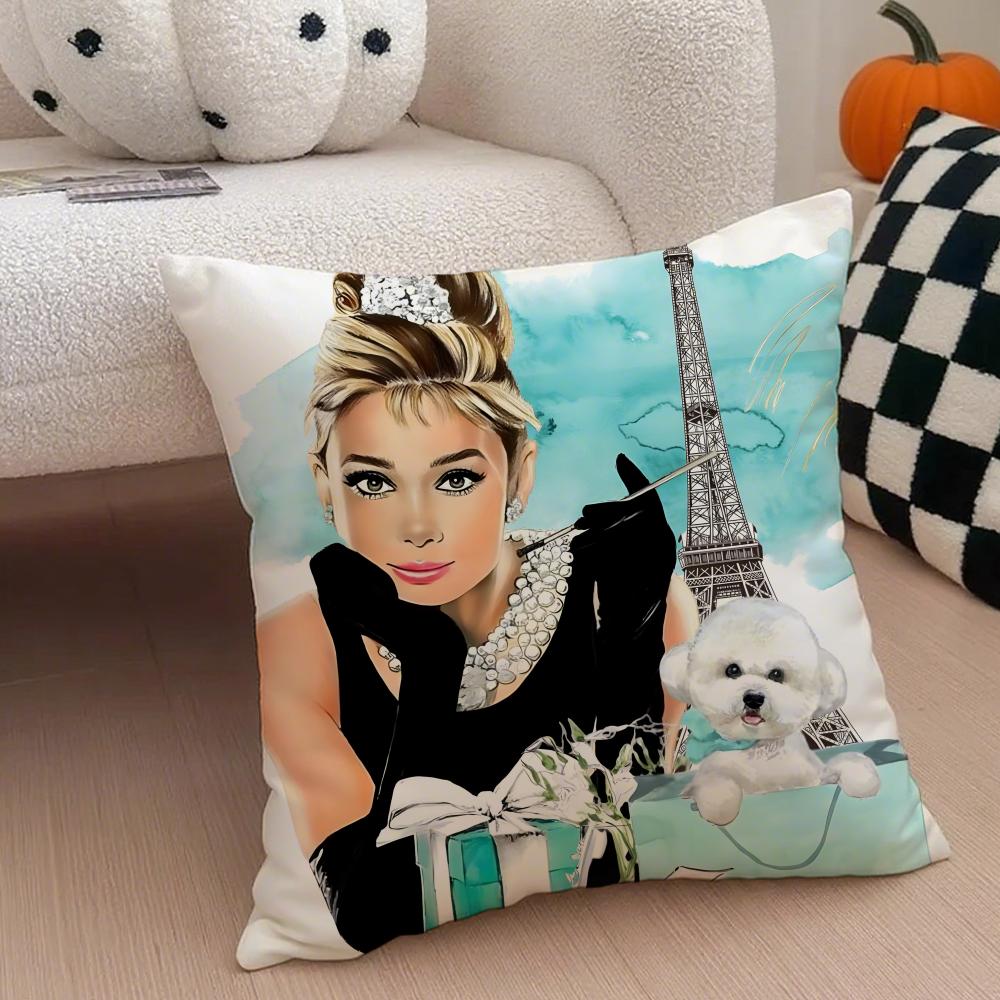 Bella Copricuscino Audrey Hepburn Colazione da Tiffany Copricuscino da Divano Bottone Nascosto Poliestere Resistente Cuscino per Sedia