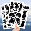 10 Arkuszy Małe Czarne Koty Tymczasowe Naklejki Tatuaże, Urocze Kreskówkowe Wzory Kotów, Makijaż na Imprezę Wodoodporne Naklejki Tatuaże