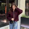 2025 Women's Casual Woolen Coat with Zipper and Big Pockets, Spring/Autumn Fashion, European & American Style, Loose Lapel Design
