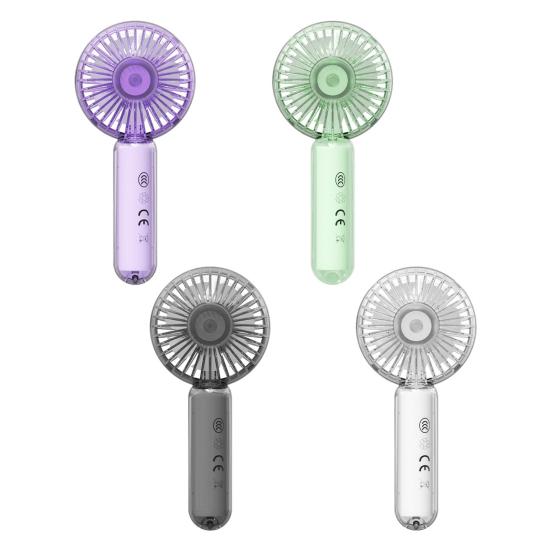 Portable Handheld Fan with LED Light USB Rechargeable Mini Fan with Hook 3 Speeds Brushless Motor Quiet Summer Gadget for Travel Office Outdoor