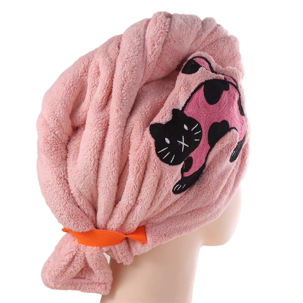 Coral Velvet Bath Hats Soft Turban Head Fashionable Quick Drying Cap Shower Time