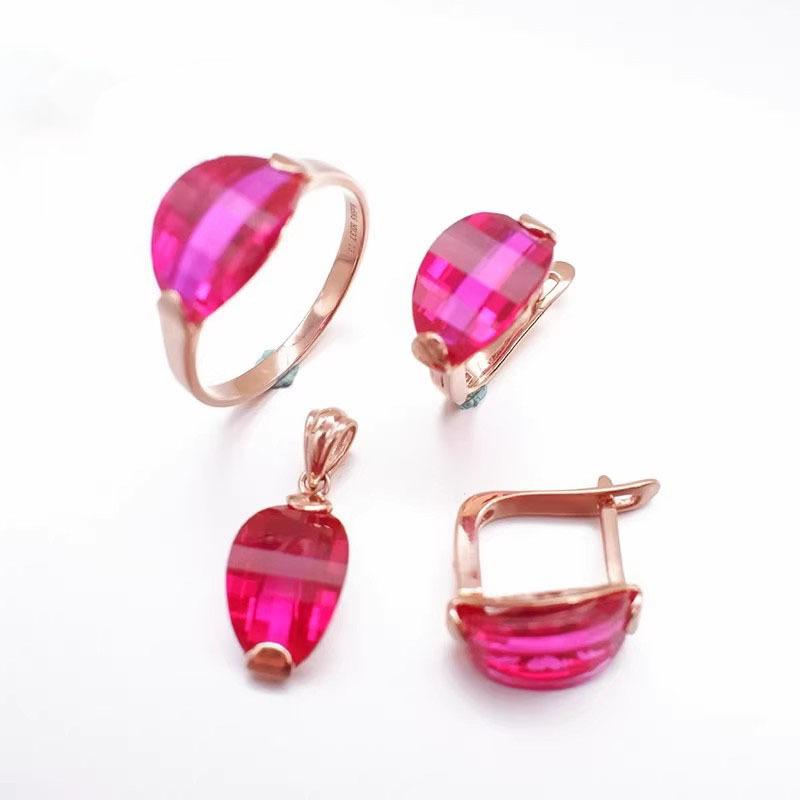 Purple Gold Egg Surface Ruby Pendant Simple Atmosphere Plated Rose Gold Ingot Pendant Jewelry Women