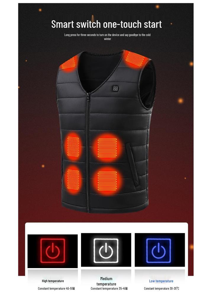 Men's USB Heated V-Neck Cotton Thermal Vest with Smart Temperature Control.