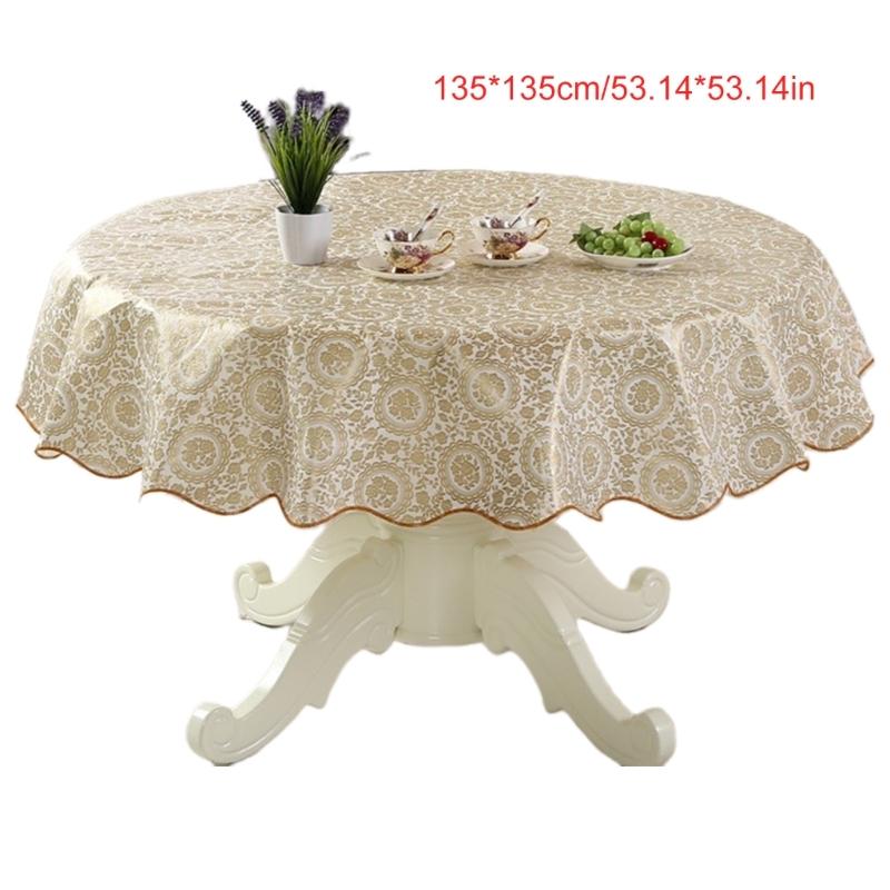 Florals Pattern Tablecloth Oilproof Waterproofs Easy Cleaning Round Table Cover for Home Restaurant Decors Table Cloth