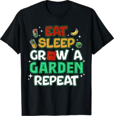 Funny Game Eat Sleep Grow A Garden Repeat Gamer Design T-Shirt