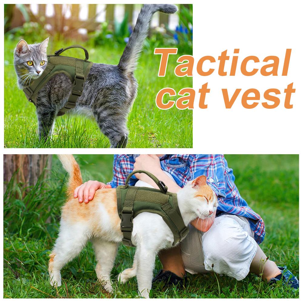 Tactical Military Cat Harness Breathable Mesh Pet Puppy Harness Adjustable Escape Proof Cat Vest for Small Dog Chihuahua Kitten