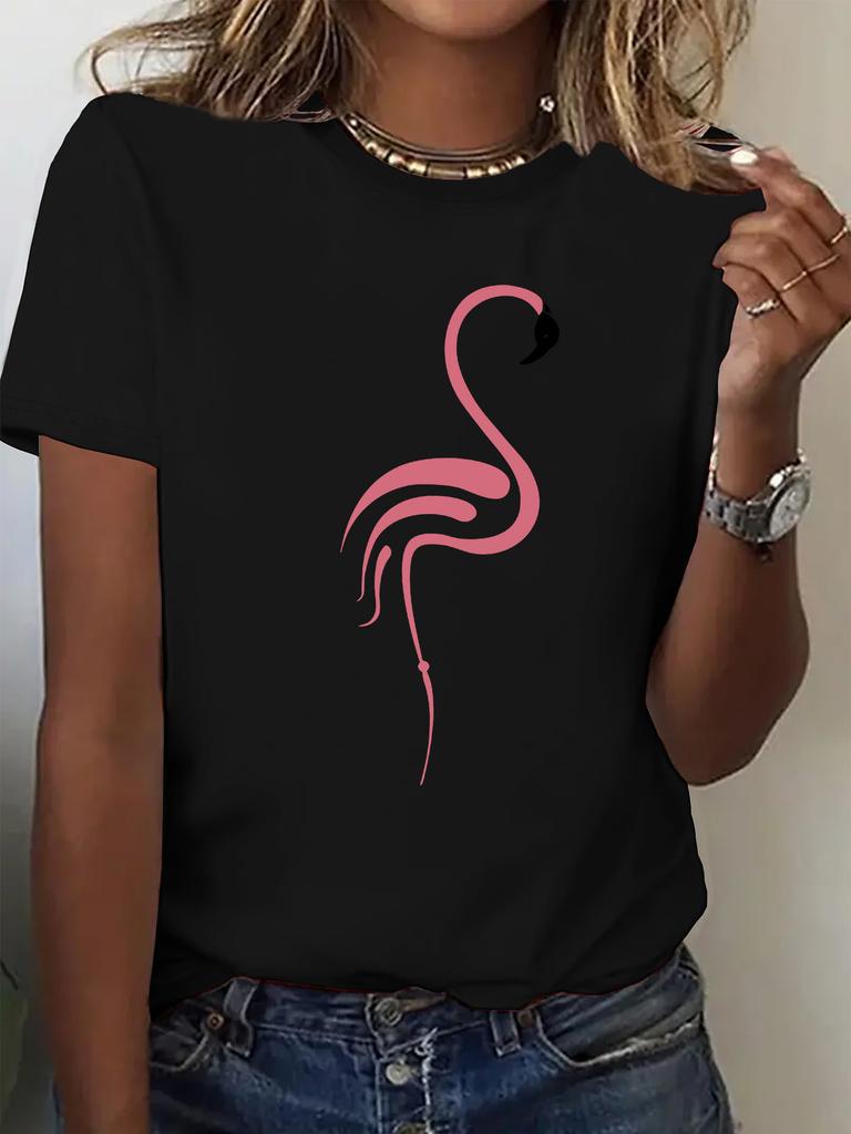 Women'S Fashion T-Shirt, Printed Design Round Neck T-Shirt, Casual Short Sleeve Round Neck T-Shirt for Women