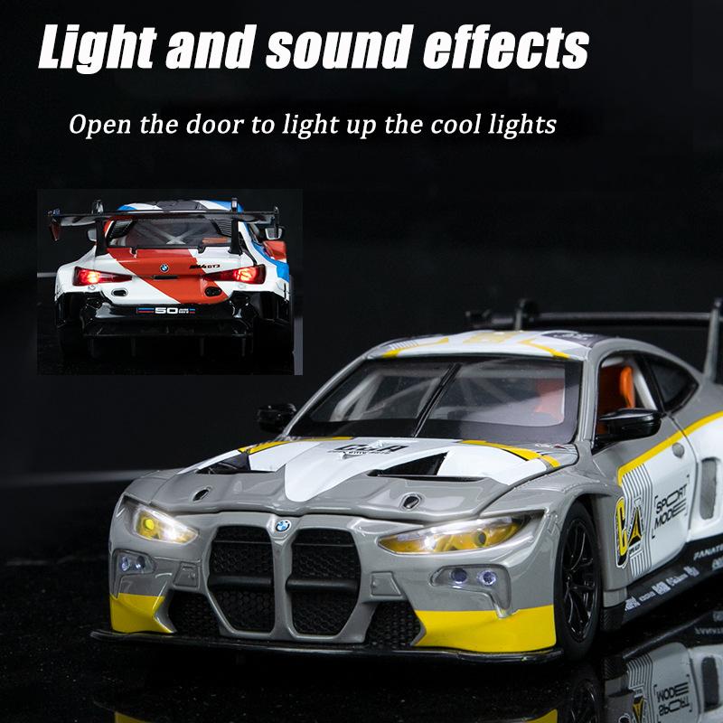 1/24 Scale M4 Alloy Model Car for Kids, Diecast Metal, Racing Car Toy, Sound Light, Boy Gift Collection