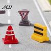 Miniature Building Accessories 8Pcs Mini Traffic Sign Figurines, Simulation Street Barrier Ornaments, Tiny DIY Scene Construction Kits Light,