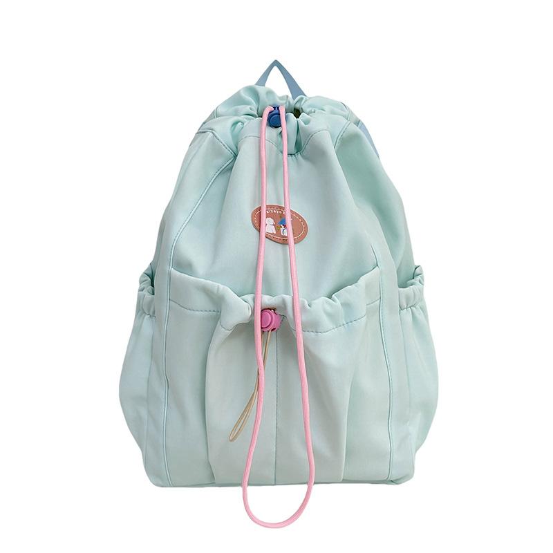 Schoolbag Female College Student School Bag Juvenile Versatile Girl Heart Drawstring Bundle Mouth Bag Commuter Travel Backpack Female
