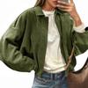 Women's Fashion Solid-Color  Sleeve Zipper Jacket Top