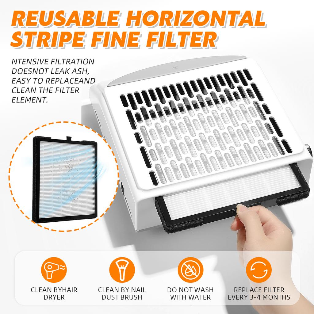 100W Powerful Nail Dust Collector For Manicure Nail Vacuum Cleaner With Fitter Nail Dust Fan For Manicure Salon Equipment