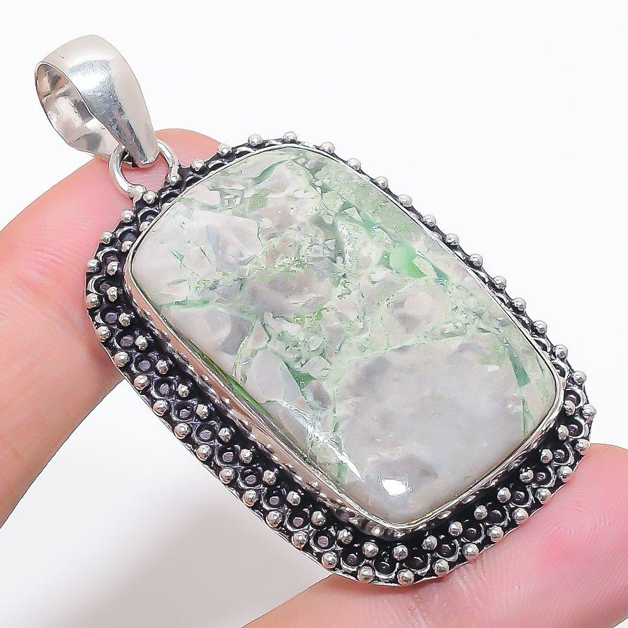 

Natural Variscite Gemstone 925 Sterling Silver Jewelry Pendant 2.36 Z5C96
