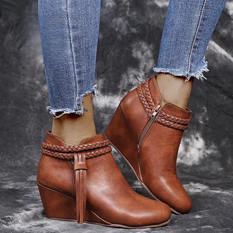 Plus Size Braided Fringe Women's Fashion Flats